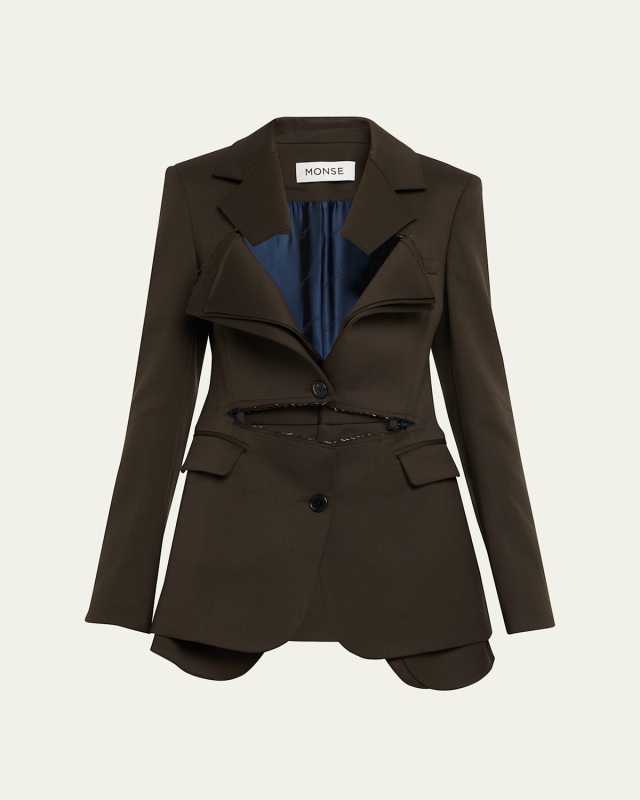 Slashed Single-Breasted Blazer Jacket